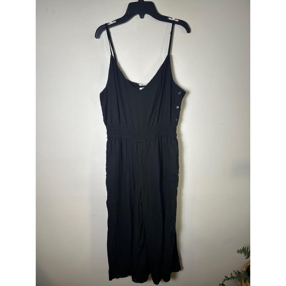 Wilfred Black Irene Button Side Cinched Waist Jumpsuit Size Large